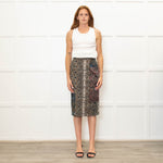 Preen Khaki Multicolour Snake Print Pencil Skirt