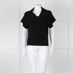 Part Two Black Cashmere V Neck Short Sleeve Jumper