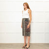 Preen Khaki Multicolour Snake Print Pencil Skirt