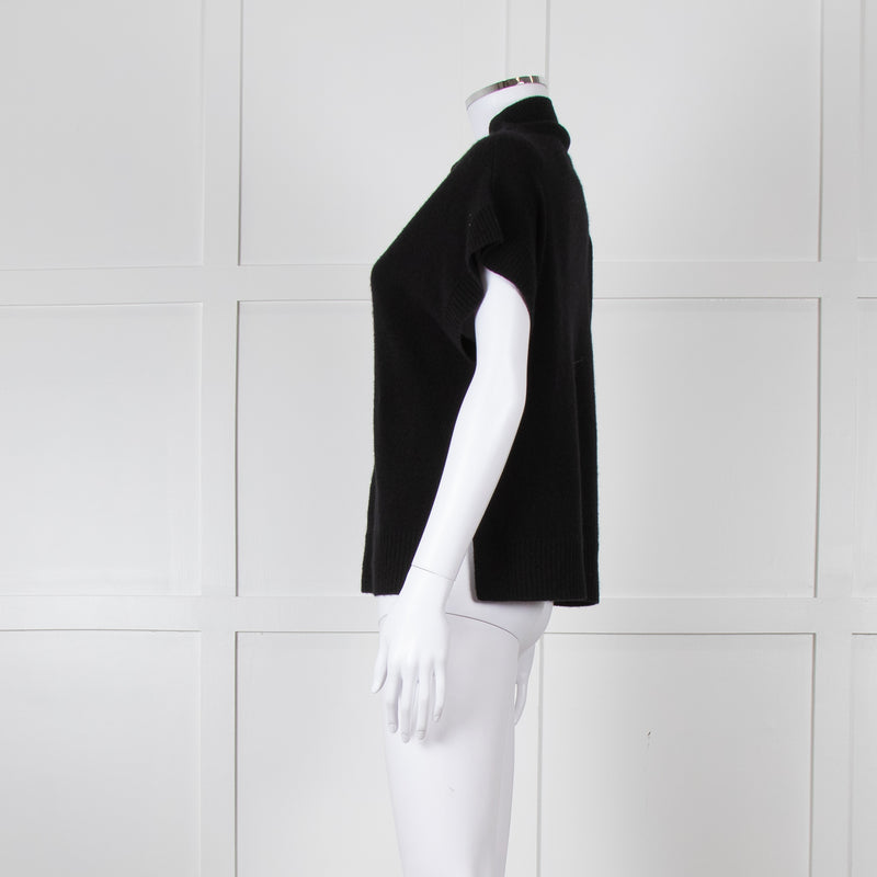 Part Two Black Cashmere V Neck Short Sleeve Jumper