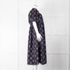Nobody's Child Navy Purple Floral Puffed Sleeves Midi Cotton Dress