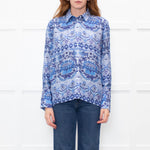 Sandro Blue Floral Long Sleeve Shirt