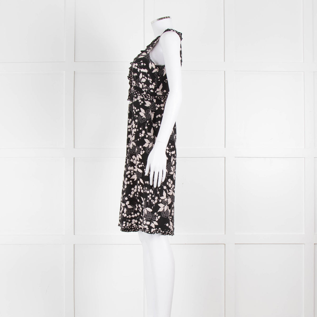 Weekend Max Mara Black Cream Floral Sleeveless Dress