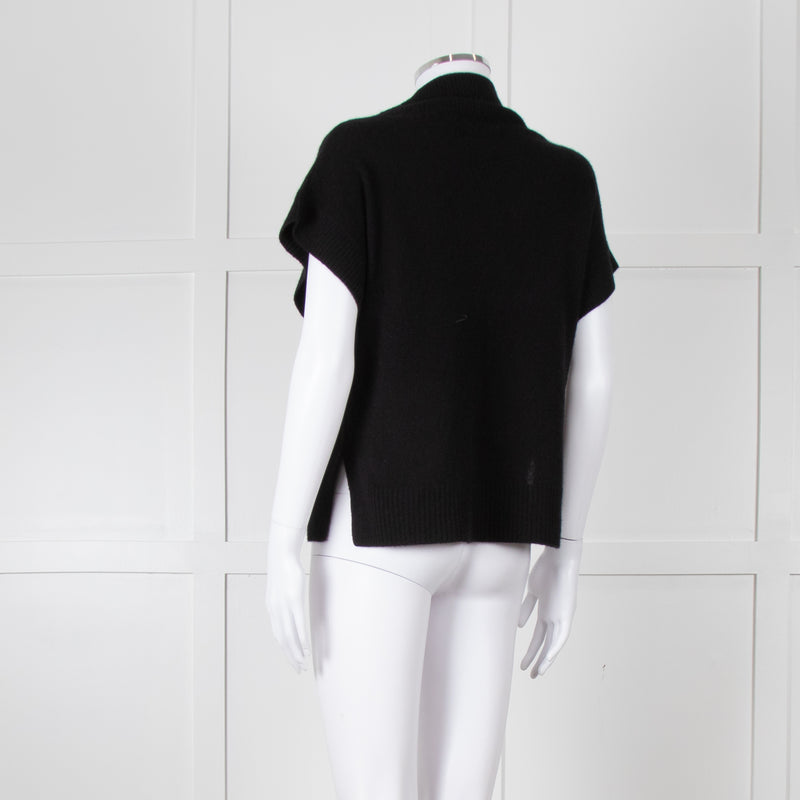 Part Two Black Cashmere V Neck Short Sleeve Jumper