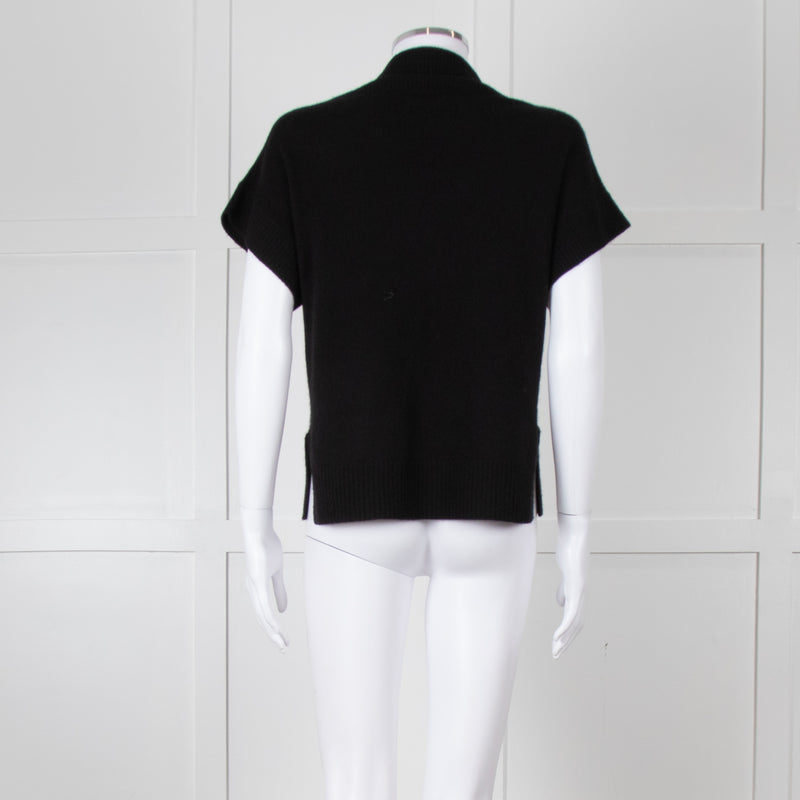 Part Two Black Cashmere V Neck Short Sleeve Jumper