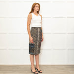 Preen Khaki Multicolour Snake Print Pencil Skirt