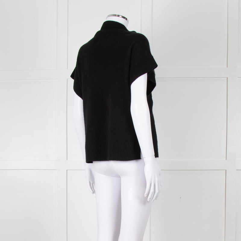 Part Two Black Cashmere V Neck Short Sleeve Jumper