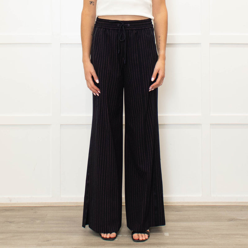 Me + Em Navy Pink Pinstripe Wide Leg Trousers