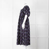 Nobody's Child Navy Purple Floral Puffed Sleeves Midi Cotton Dress