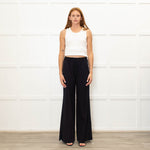 Me + Em Navy Pink Pinstripe Wide Leg Trousers