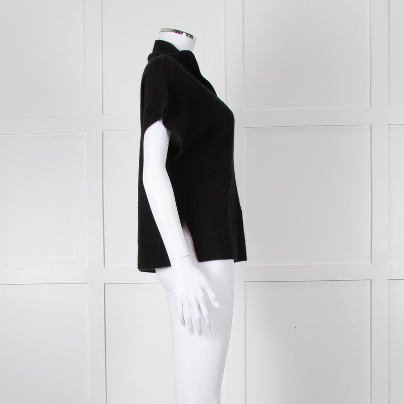 Part Two Black Cashmere V Neck Short Sleeve Jumper
