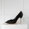 Sophia Webster Black Satin Pointed Toe Heels with Sparkle Heels