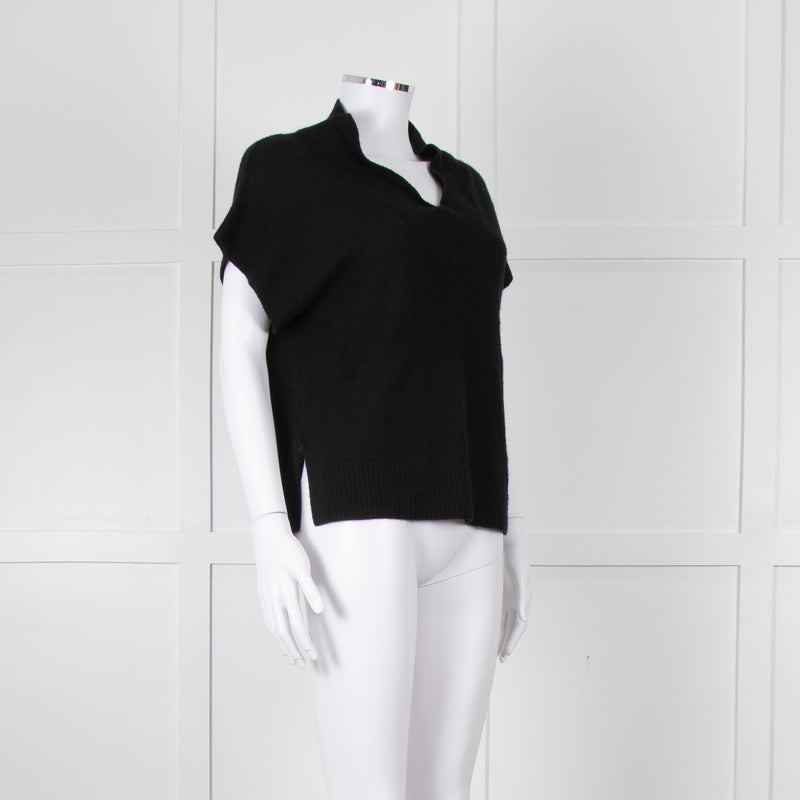 Part Two Black Cashmere V Neck Short Sleeve Jumper