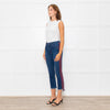 Mother Blue Denim Red Side Stripe Detail Cropped Jeans
