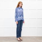 Sandro Blue Floral Long Sleeve Shirt
