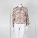 Bella Dahl Brown And White Chevron Print Blouse