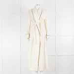 Loro Piana Cream Brown Trim Cashmere Dressing Gown