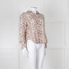 Bella Dahl Brown And White Chevron Print Blouse