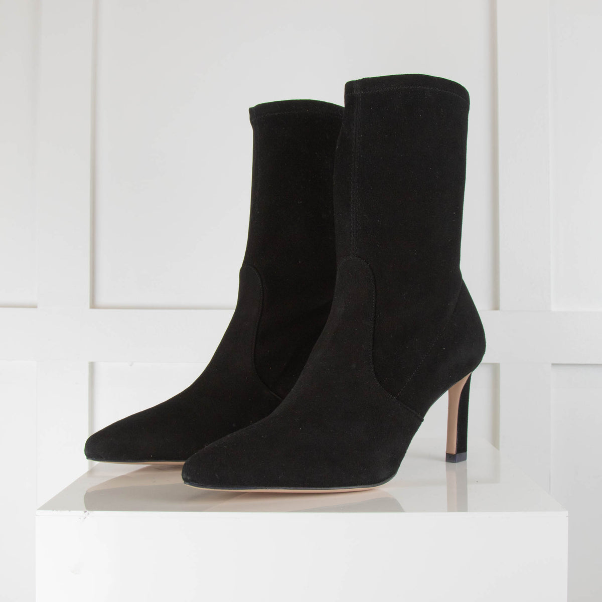 Stuart Weitzman Rapture Black Suede/Stretch Boots