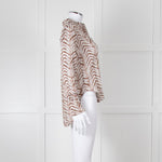 Bella Dahl Brown And White Chevron Print Blouse