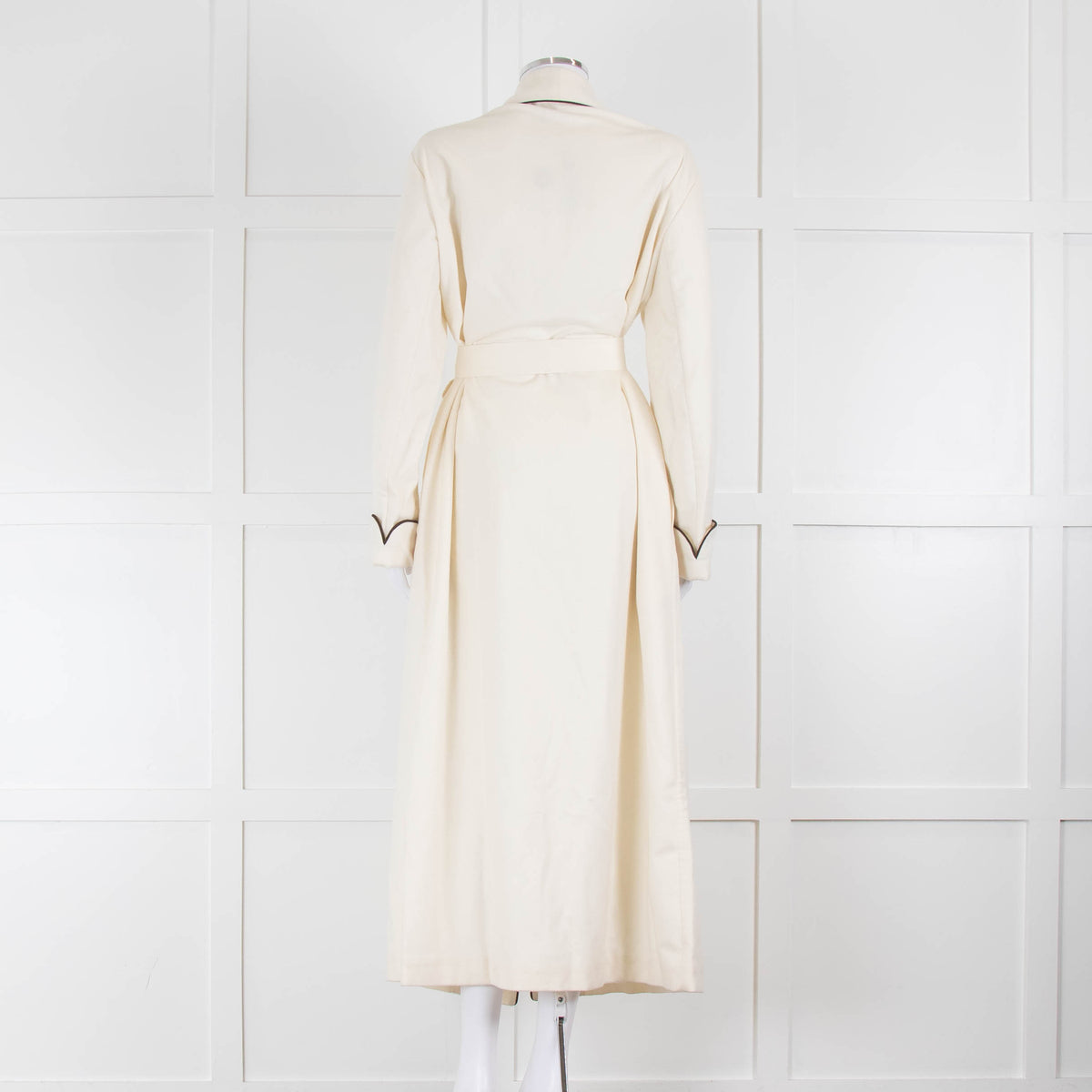 Loro Piana Cream Brown Trim Cashmere Dressing Gown