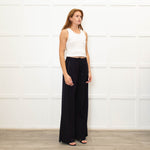 Me + Em Navy Pink Pinstripe Wide Leg Trousers