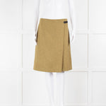 Loro Piana Green Cashmere Herringbone Wrap Skirt