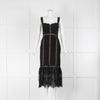 Self-Portrait Black Lace Beige Panel Sleeveless Peplum Dress