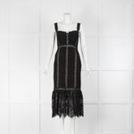 Self-Portrait Black Lace Beige Panel Sleeveless Peplum Dress