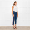 Mother Blue Denim Red Side Stripe Detail Cropped Jeans