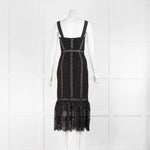 Self-Portrait Black Lace Beige Panel Sleeveless Peplum Dress