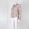 Bella Dahl Brown And White Chevron Print Blouse