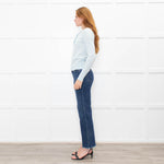 White + Warren Pastel Blue Cashmere Button V Neck Jumper