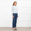 White + Warren Pastel Blue Cashmere Button V Neck Jumper