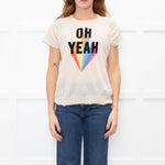 Zadig & Voltaire Beige Slogan Cashmere Blend Short Sleeve Top