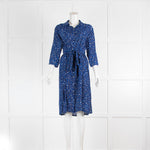 Mercy Delta Blue Leopard Print Belted Dress