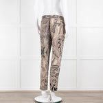 Etro Beige Black Cotton Floral Paisley Trousers