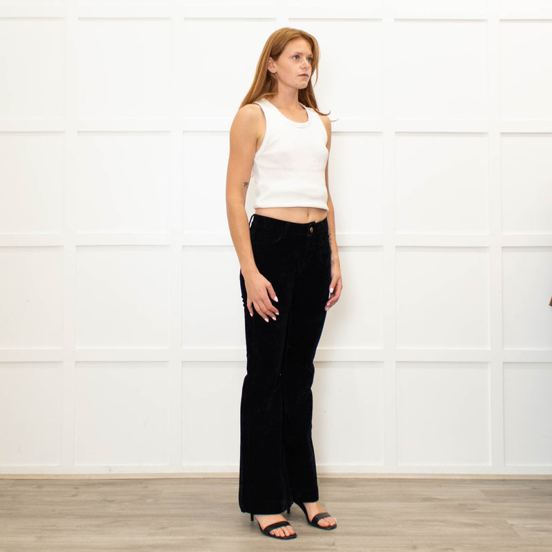 Shaft Black Velvet Flared Trousers