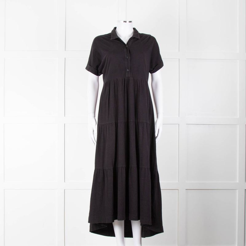 ME + EM Black Cotton Tiered Dress