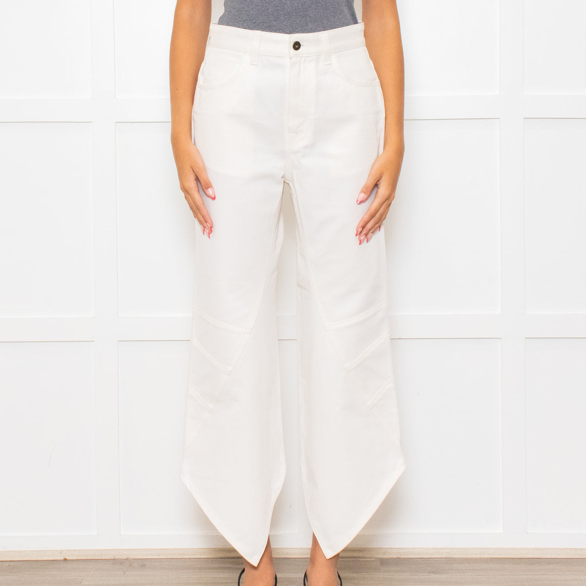 Loewe White Pointy Ankle Hem Denim Trousers