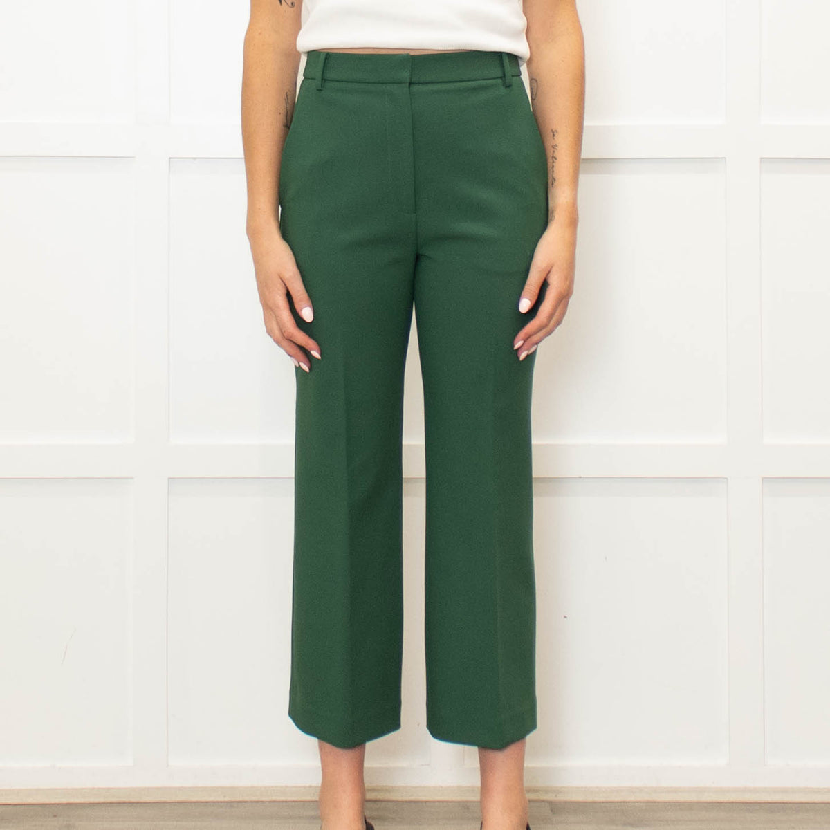 Tibi Green Straight Leg Trousers