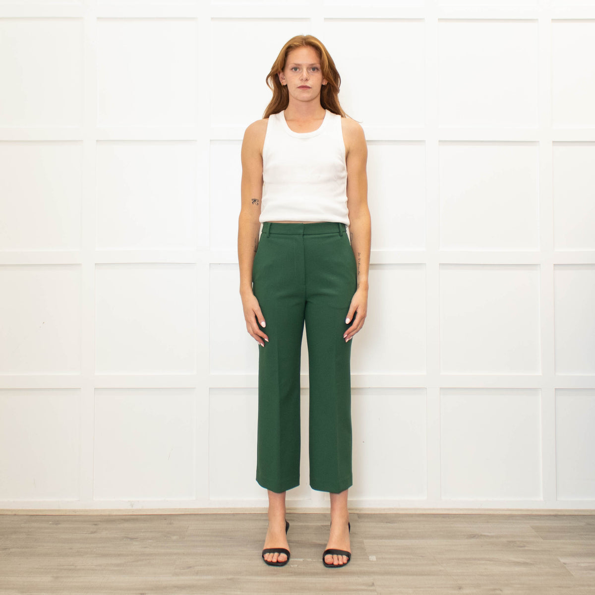 Tibi Green Straight Leg Trousers