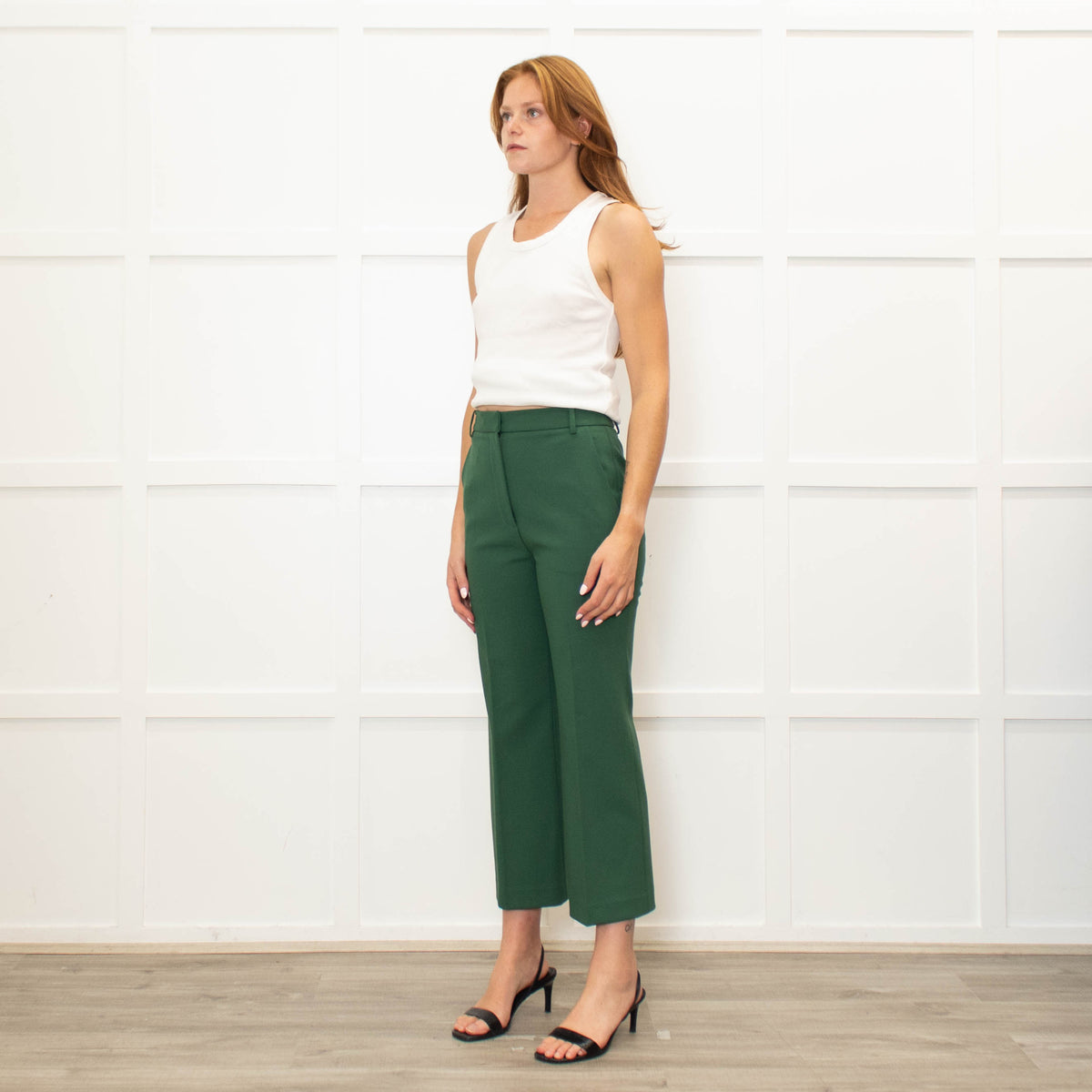 Tibi Green Straight Leg Trousers