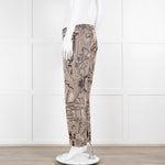Etro Beige Black Cotton Floral Paisley Trousers