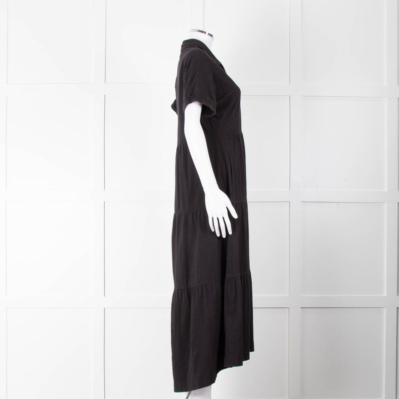 ME + EM Black Cotton Tiered Dress