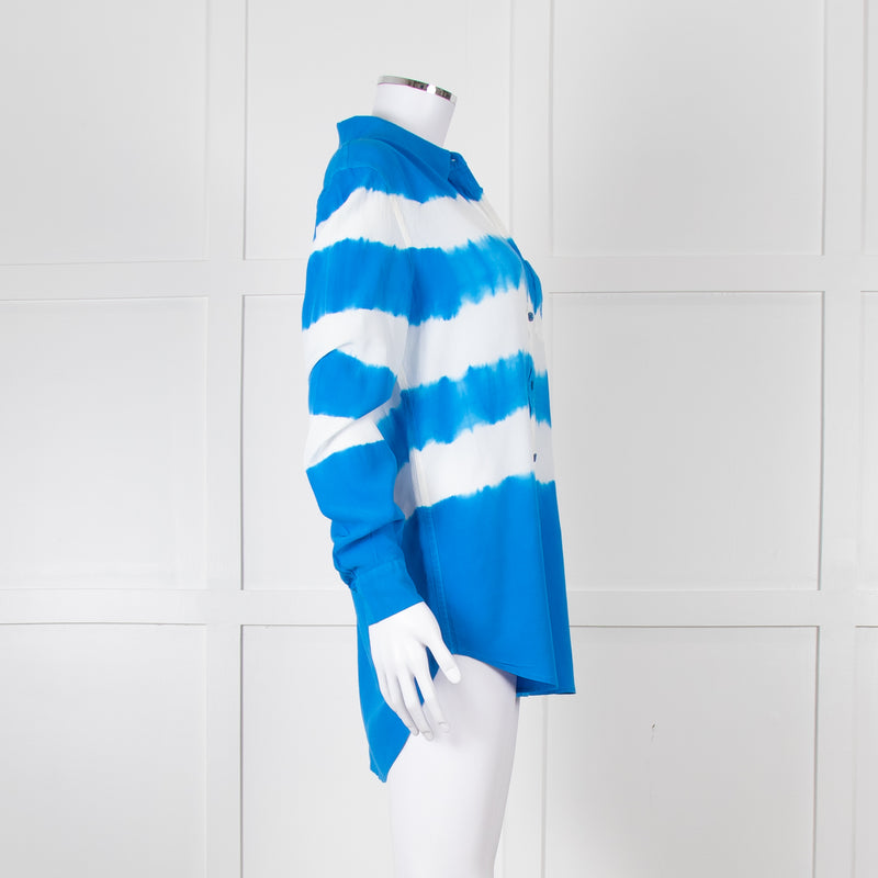 Equipment Royal Blue Silk Tie Dye Shirt