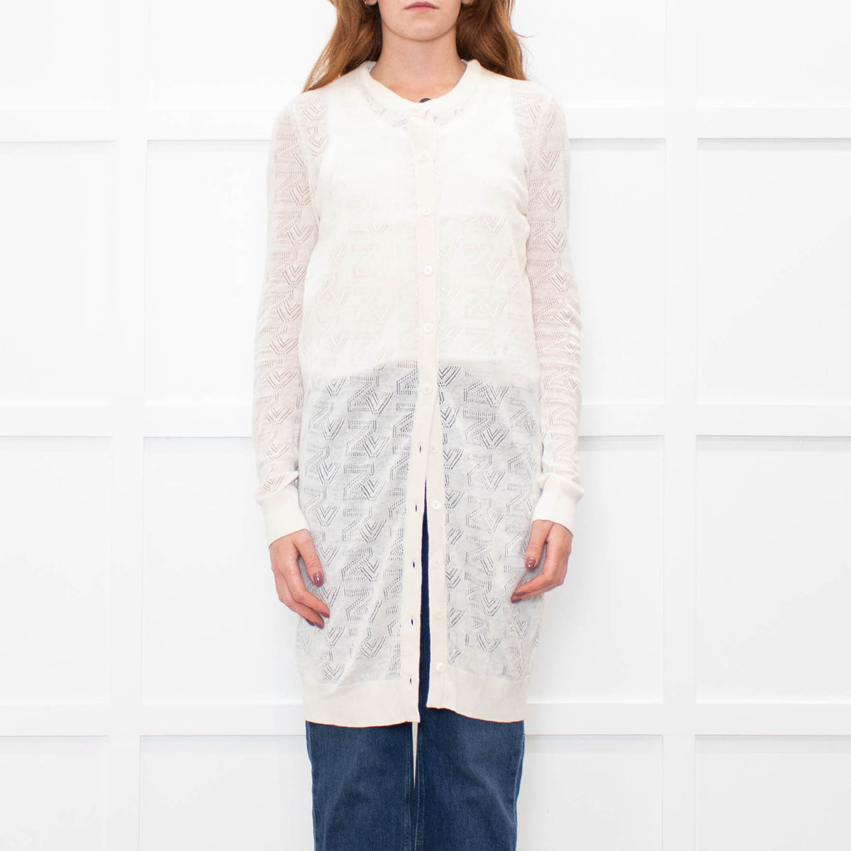 Zadig & Voltaire Cream Cotton Blend Long Fine Cardigan