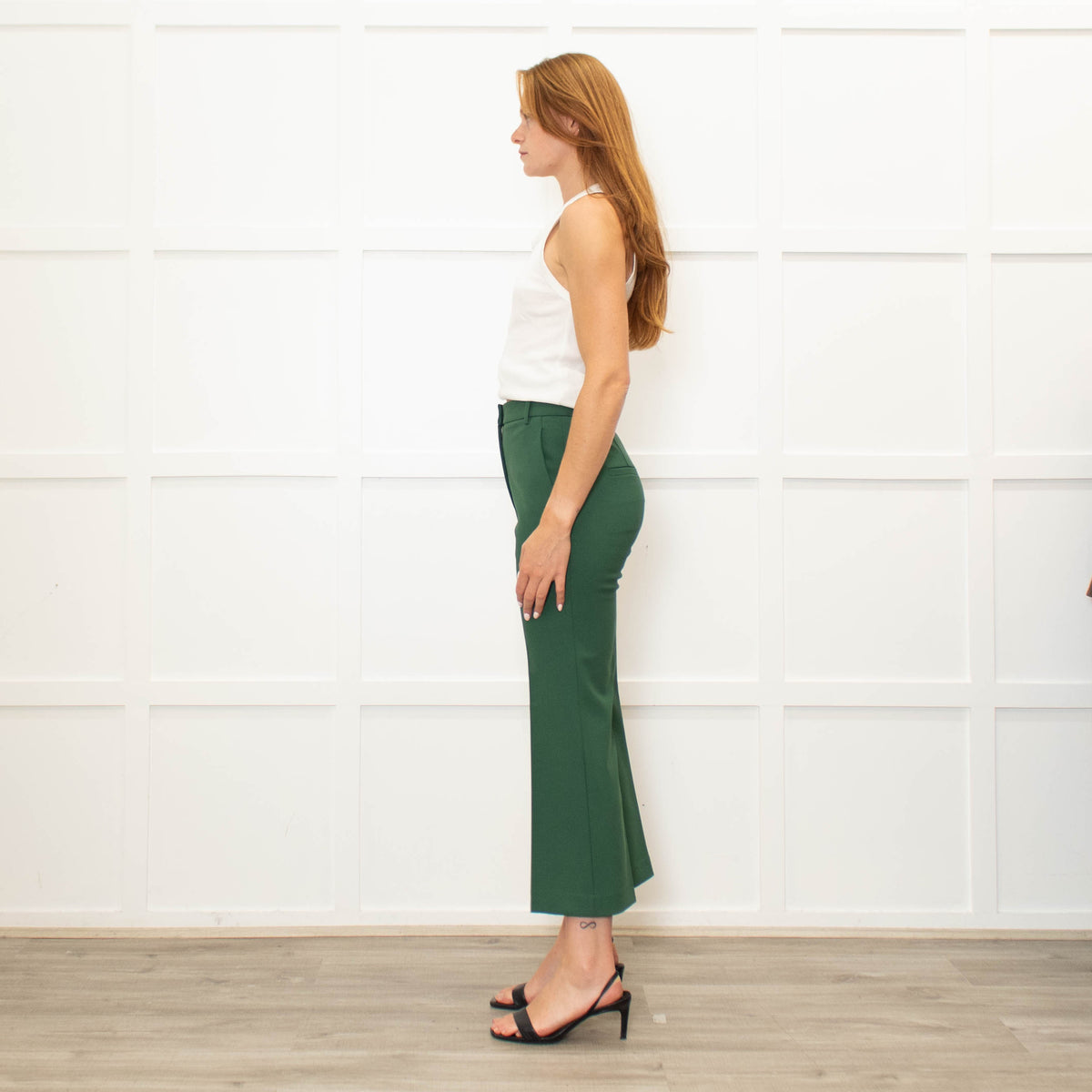Tibi Green Straight Leg Trousers