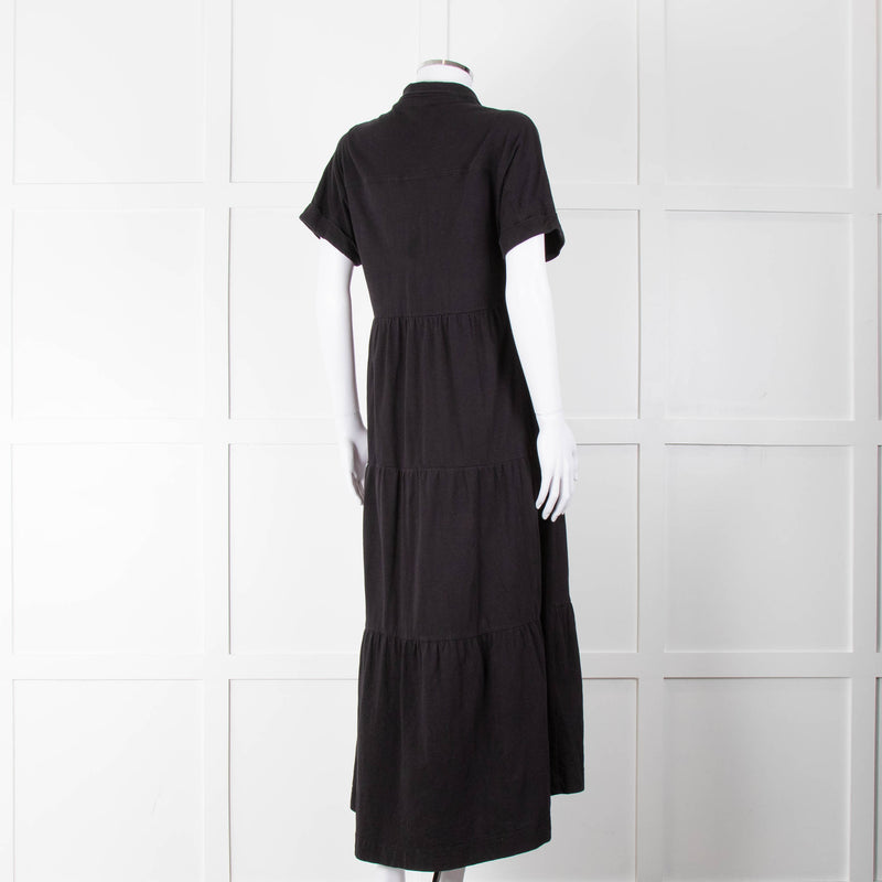 ME + EM Black Cotton Tiered Dress