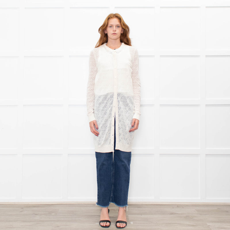 Zadig & Voltaire Cream Cotton Blend Long Fine Cardigan